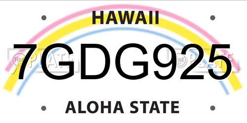 7GDG925 Hawaii License Plate
