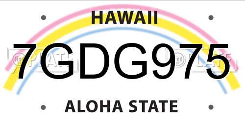 7GDG975 Hawaii License Plate