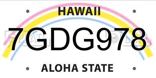 7GDG978 Hawaii License Plate