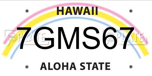 7GMS67 Hawaii License Plate