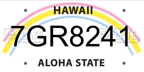 7GR8241 Hawaii License Plate