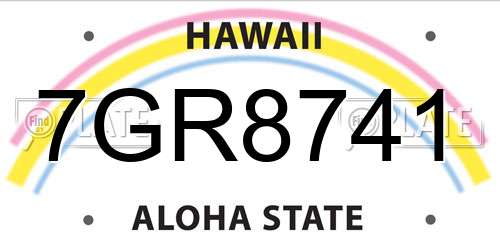 7GR8741 Hawaii License Plate