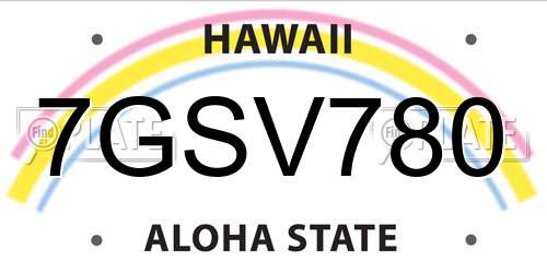 7GSV780 Hawaii License Plate