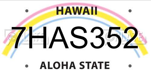 7HAS352 Hawaii License Plate