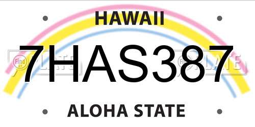 7HAS387 Hawaii License Plate