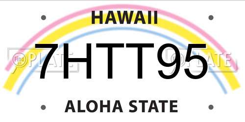 7HTT95 Hawaii License Plate