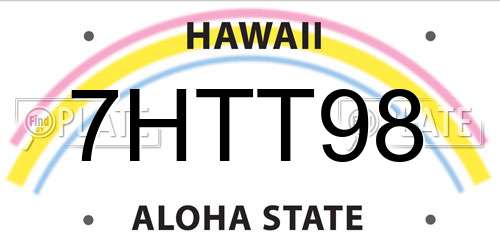 7HTT98 Hawaii License Plate