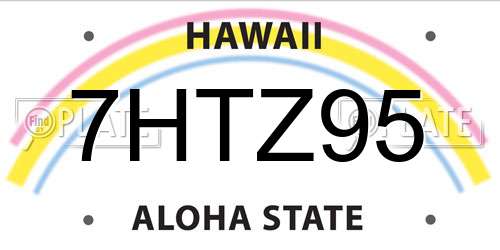7HTZ95 Hawaii License Plate