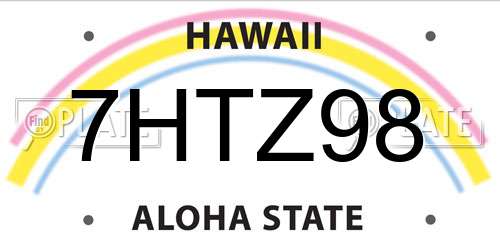 7HTZ98 Hawaii License Plate