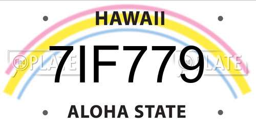 7IF779 Hawaii License Plate