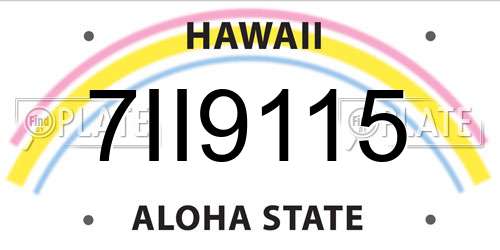 7II9115 Hawaii License Plate