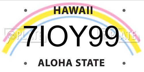 7IOY99 Hawaii License Plate
