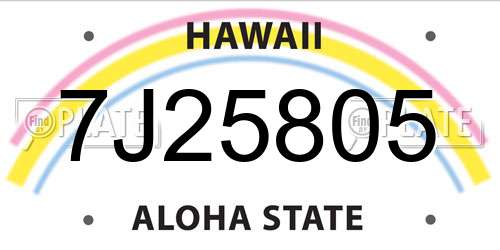 7J25805 Hawaii License Plate