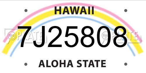 7J25808 Hawaii License Plate