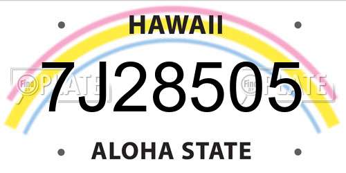 7J28505 Hawaii License Plate