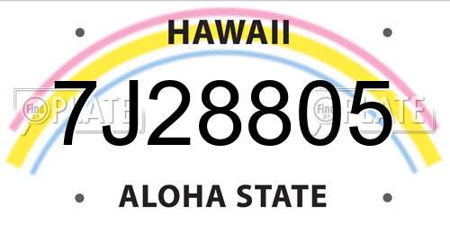 7J28805 Hawaii License Plate