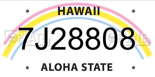 7J28808 Hawaii License Plate