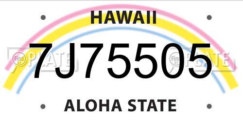 7J75505 Hawaii License Plate