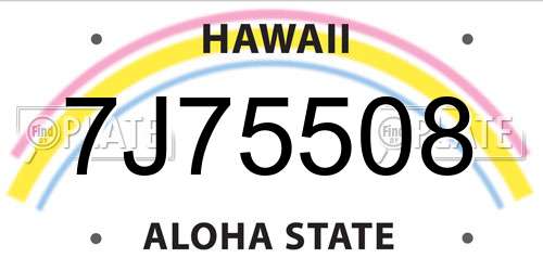 7J75508 Hawaii License Plate