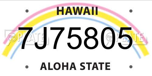7J75805 Hawaii License Plate