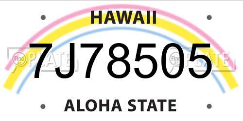 7J78505 Hawaii License Plate