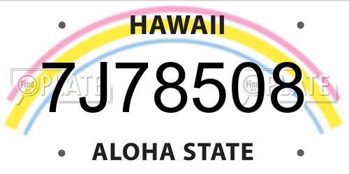 7J78508 Hawaii License Plate