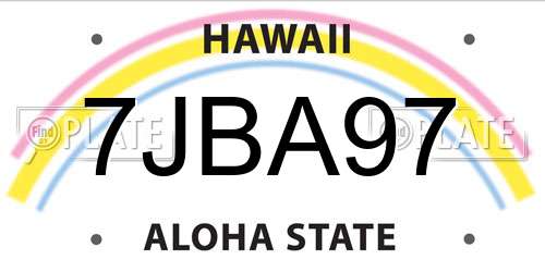 7JBA97 Hawaii License Plate