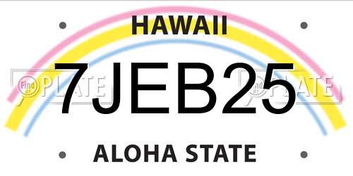 7JEB25 Hawaii License Plate