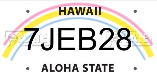 7JEB28 Hawaii License Plate