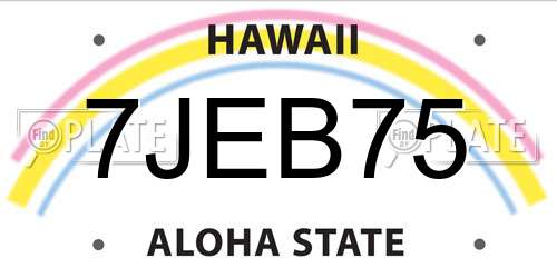 7JEB75 Hawaii License Plate