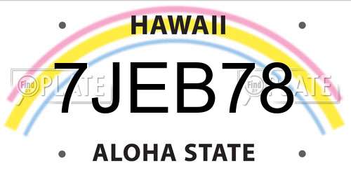 7JEB78 Hawaii License Plate