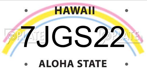 7JGS22 Hawaii License Plate