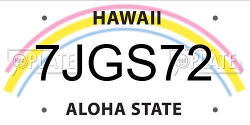 7JGS72 Hawaii License Plate