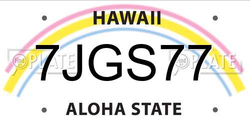 7JGS77 Hawaii License Plate