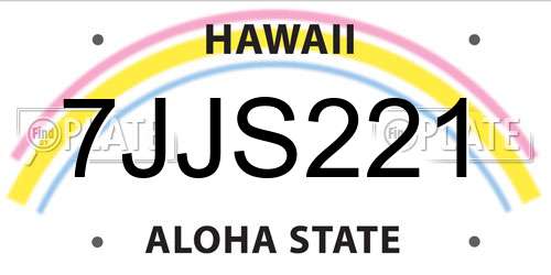 7JJS221 Hawaii License Plate