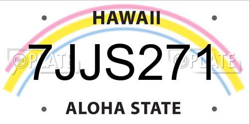 7JJS271 Hawaii License Plate