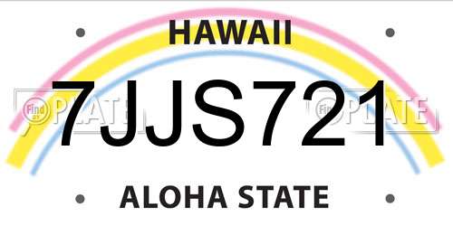 7JJS721 Hawaii License Plate