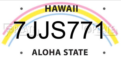 7JJS771 Hawaii License Plate