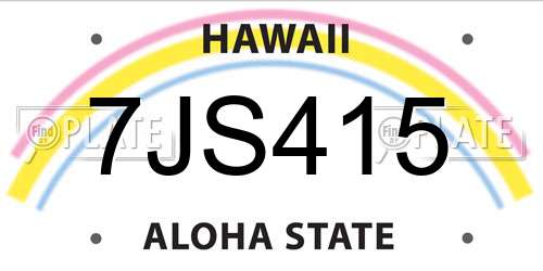 7JS415 Hawaii License Plate