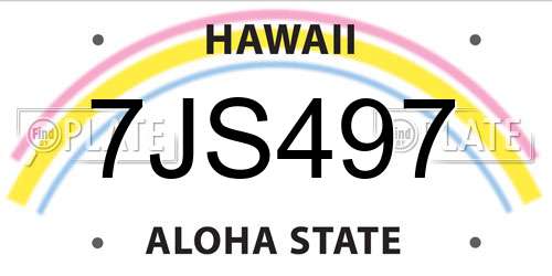7JS497 Hawaii License Plate