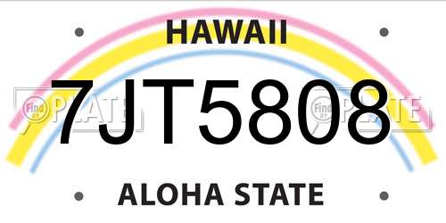 7JT5808 Hawaii License Plate