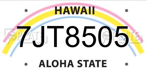 7JT8505 Hawaii License Plate