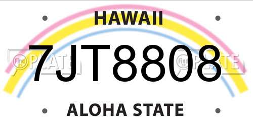 7JT8808 Hawaii License Plate