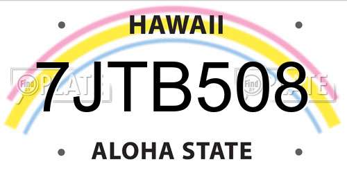 7JTB508 Hawaii License Plate