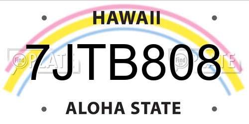 7JTB808 Hawaii License Plate