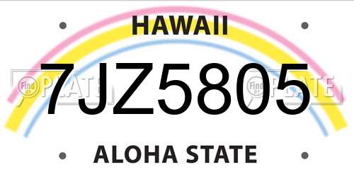 7JZ5805 Hawaii License Plate