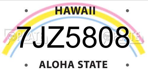 7JZ5808 Hawaii License Plate