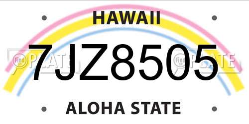 7JZ8505 Hawaii License Plate