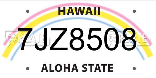 7JZ8508 Hawaii License Plate