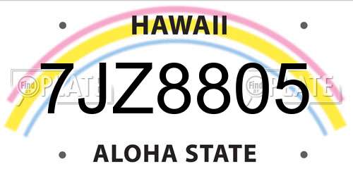 7JZ8805 Hawaii License Plate